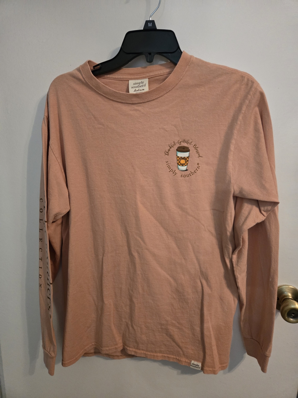 Simply Southern Men's Long Sleeve Shirt - Peach